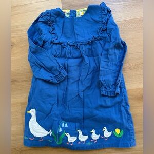 Mini Boden Duck and Flower Appliqué Long Sleeve Dress, Size 3-4y
